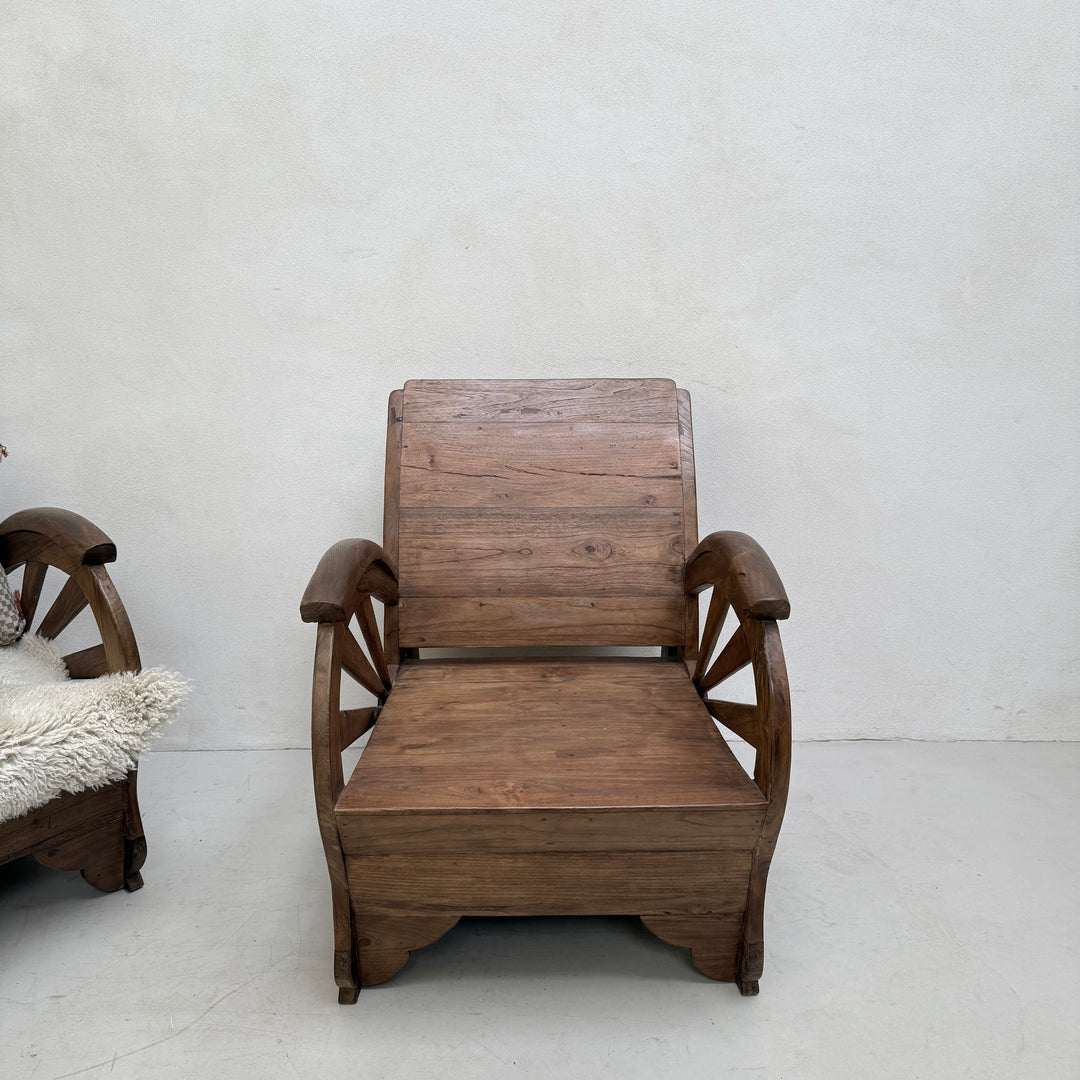 Antique Art Deco Wooden Armchair