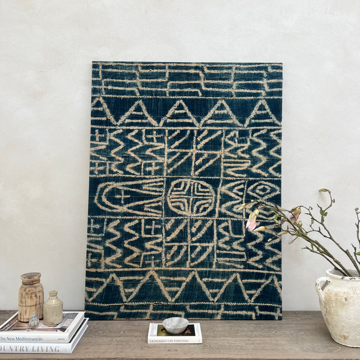 Antique Tribal Indigo Textile Artwork | 120 X 90