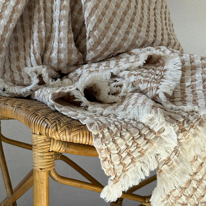 Luxury Waffle Weave Cotton Throw | Gilly