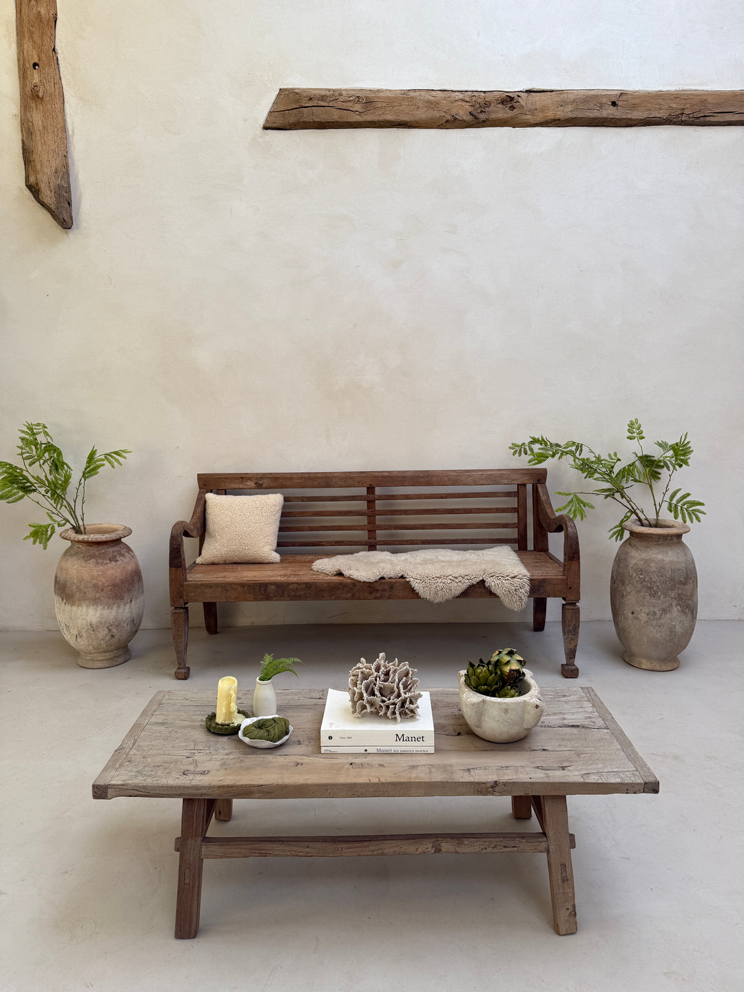 Large antique hand carved wooden bench | Rupert