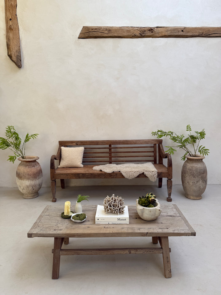 Large antique hand carved wooden bench | Rupert