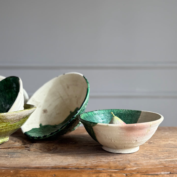 Moroccan Bowl Green Glazed | Natural Unglazed