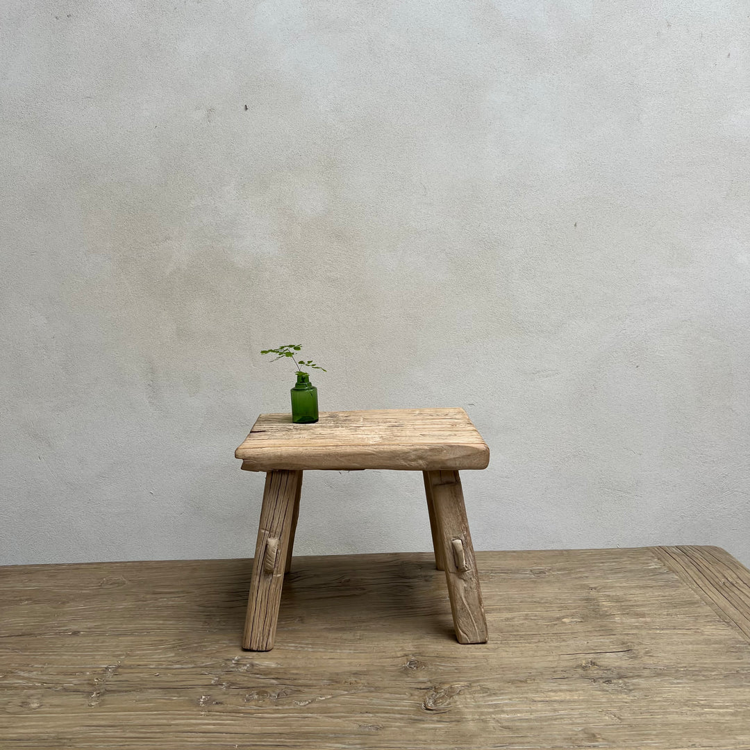 Antique rustic wood footstool | Chatsworth