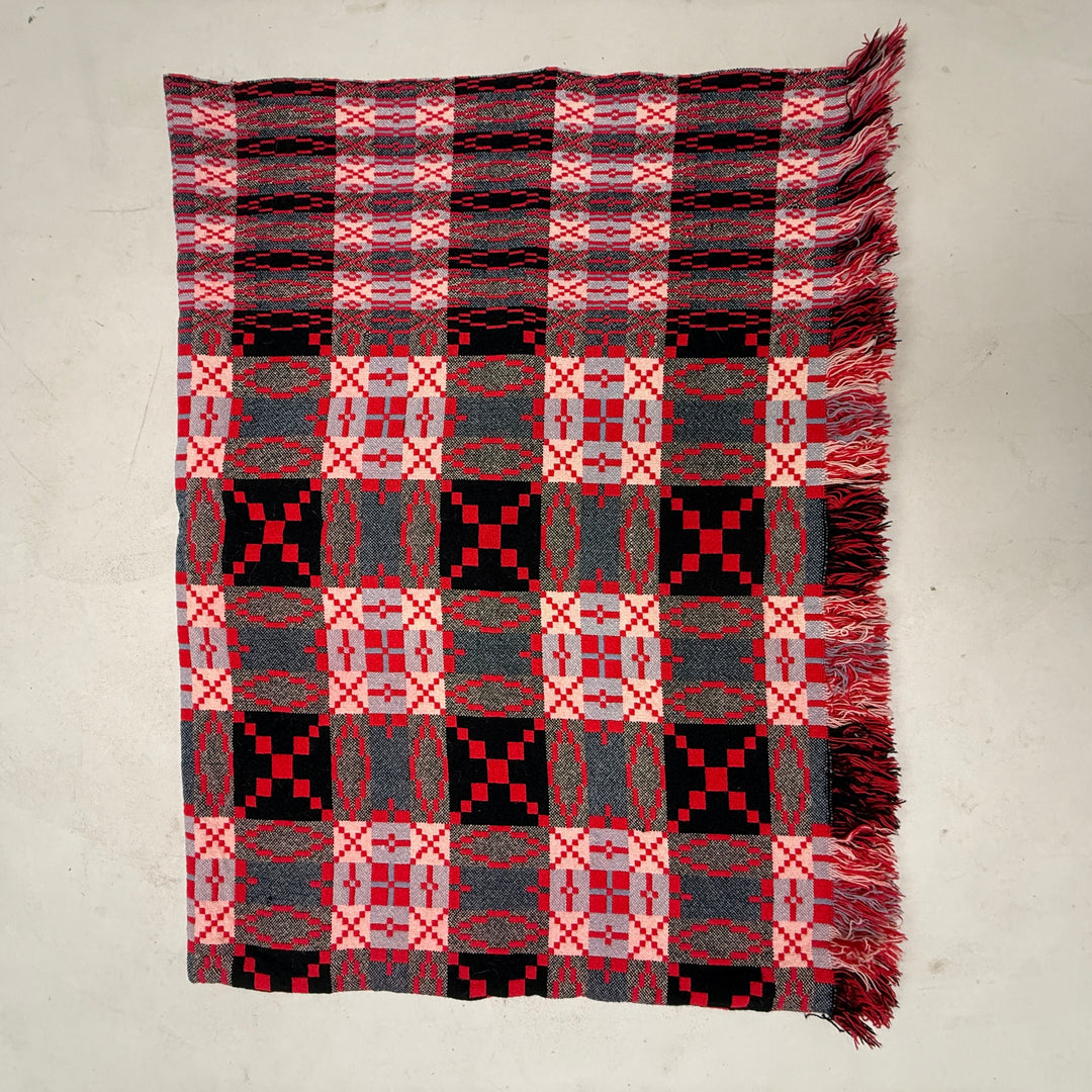 Vintage Red Welsh Tapestry Blanket
