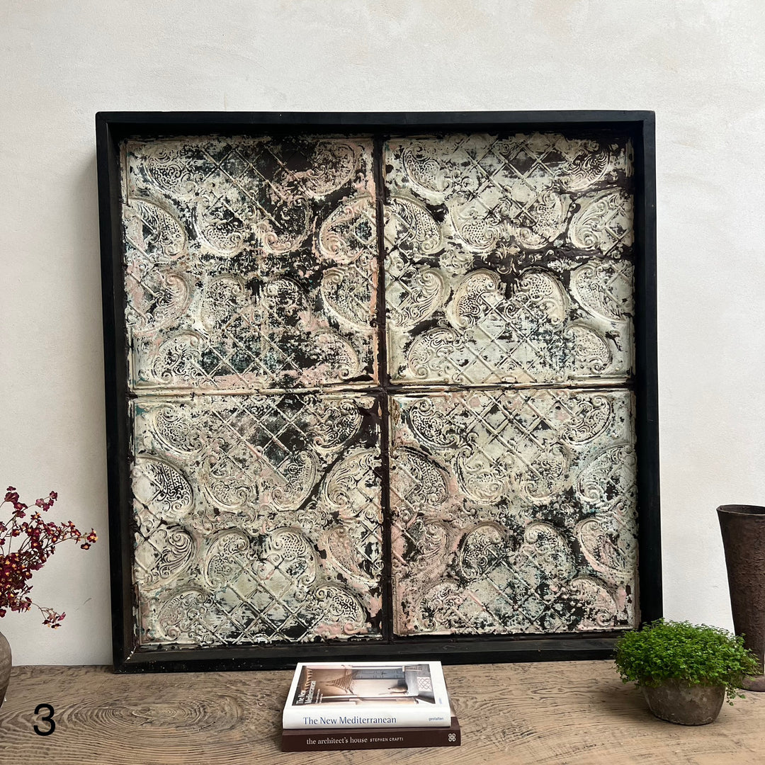 Huge Vintage Metal ceiling tile Artwork