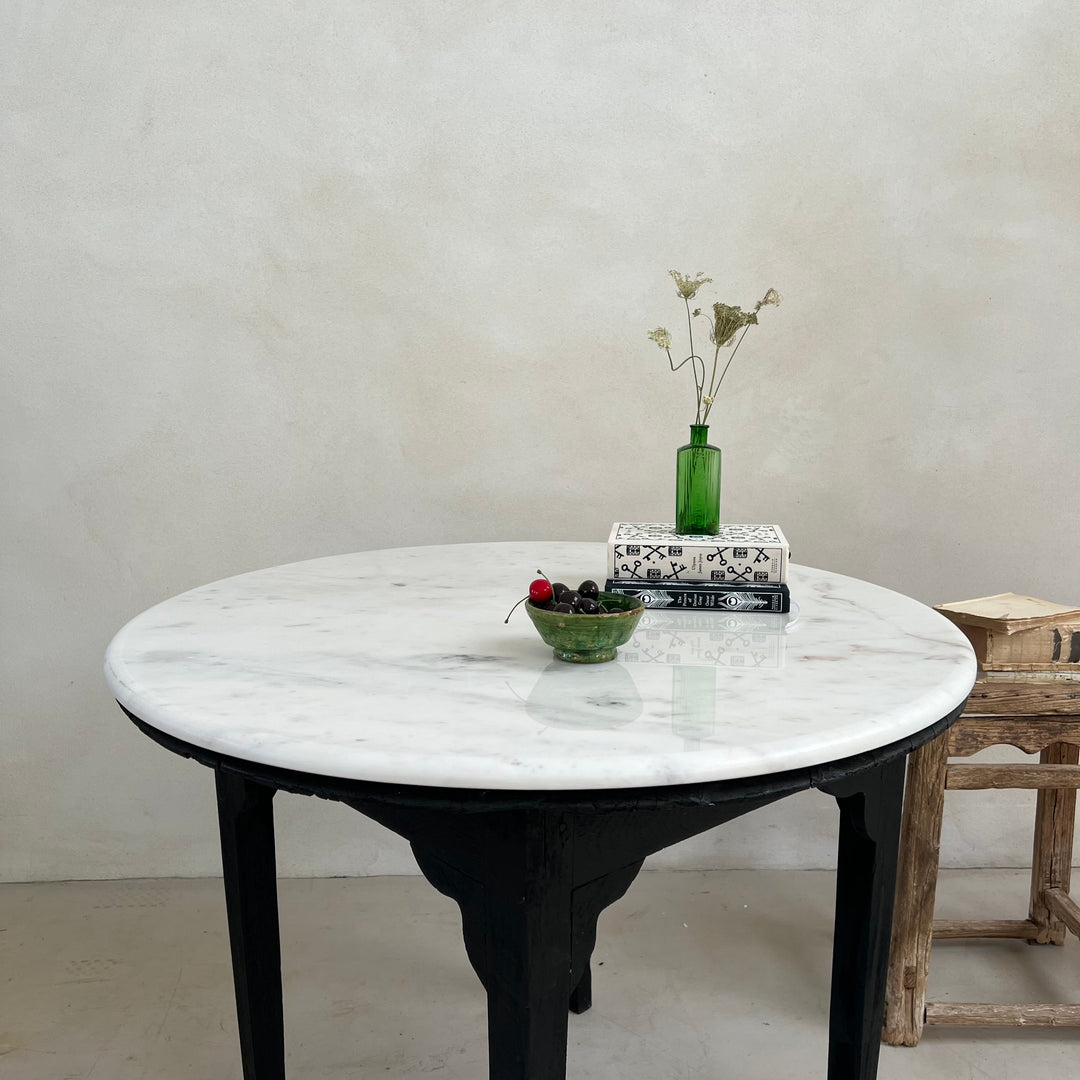 Vintage Marble Top Round Side Table | Bramber