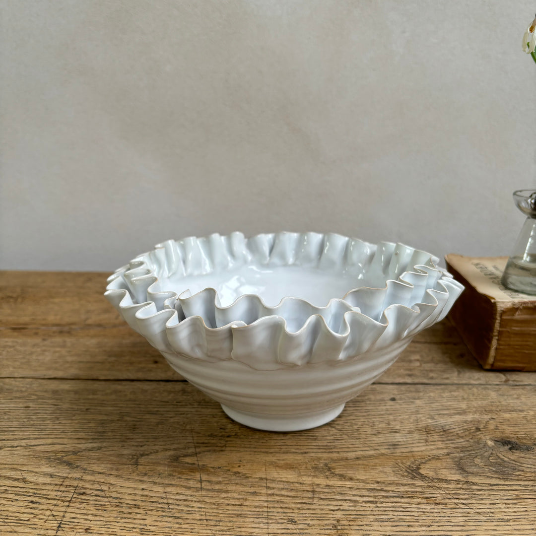 White Ceramic Frill Bowl