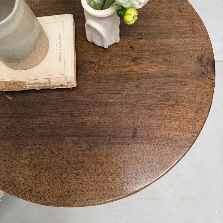 Antique Victorian Round Elm Table