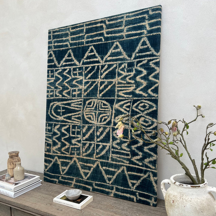 Antique Tribal Indigo Textile Artwork | 120 X 90