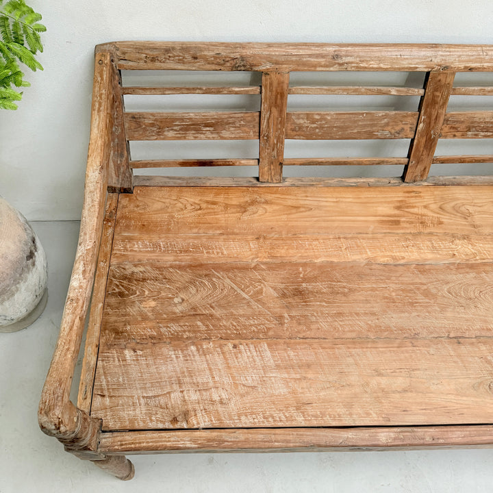 Large antique hand carved wooden Daybed Bench | Sebastian