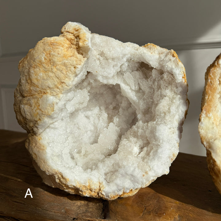 Large geode round rock with crystals