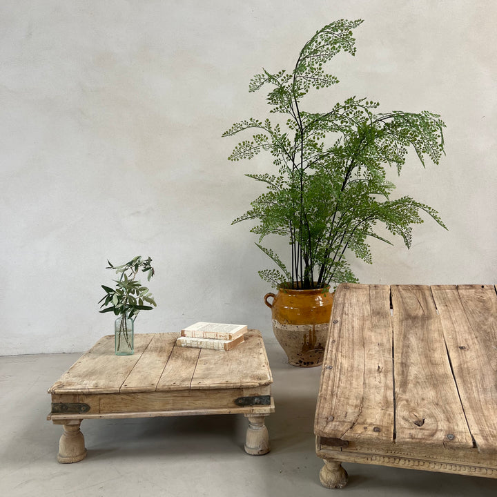 Antique Sqaure Indian Low Coffee Table | Bajot