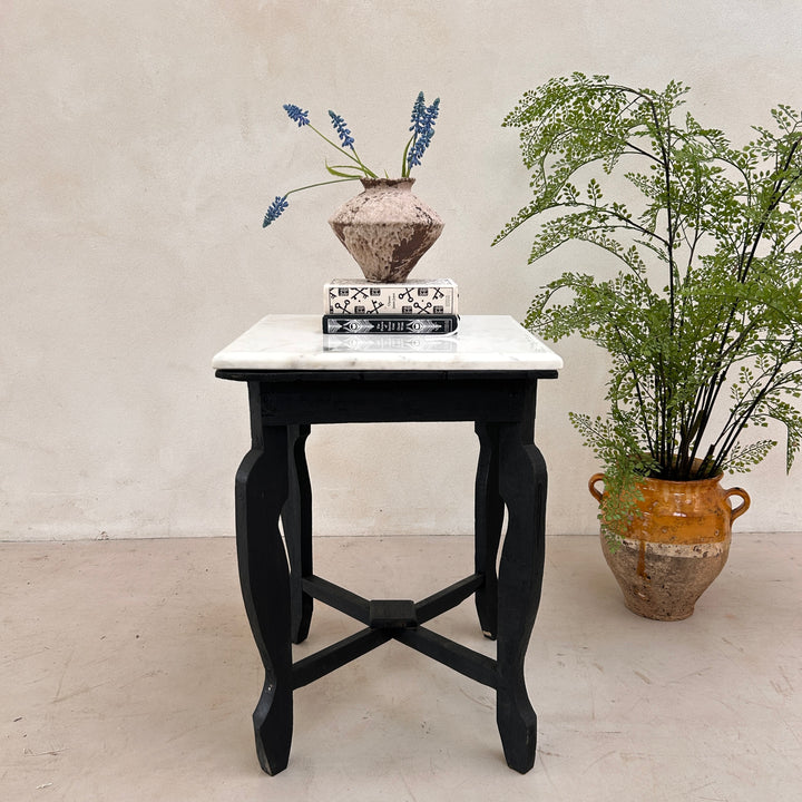 Vintage Polished Marble Top Square Side Table | Alnwick