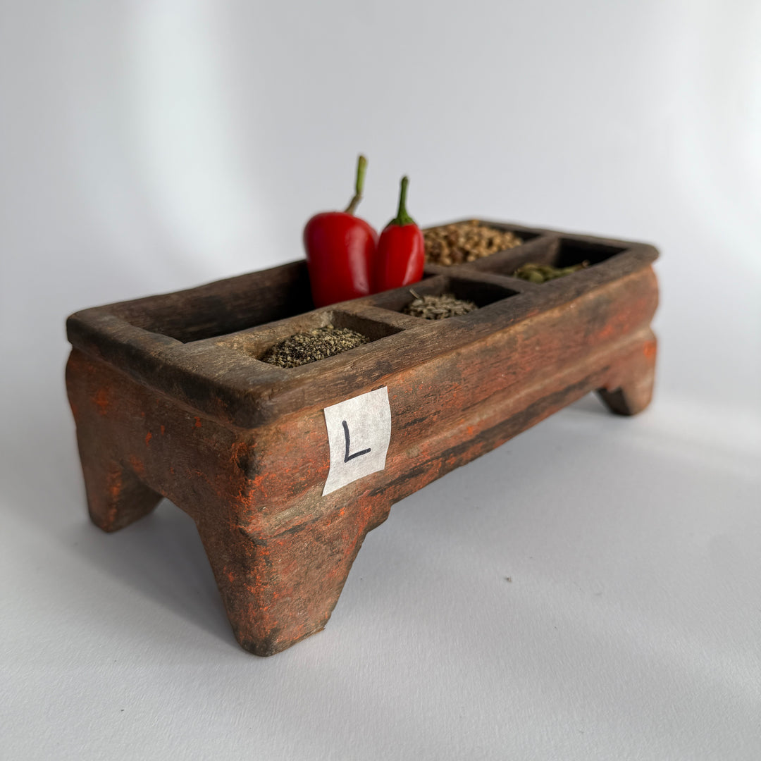 Rustic Antique Wooden Spice Tray