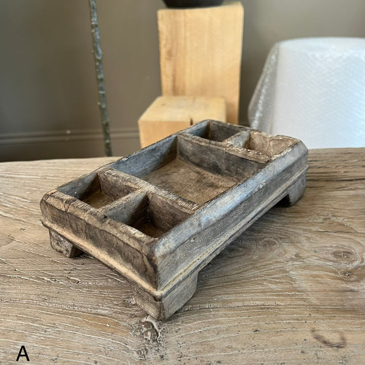 Rustic Antique Wooden Spice Tray