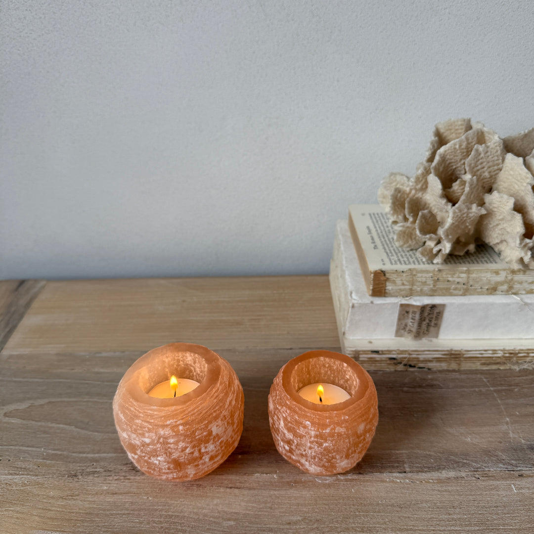 Rose Selenite Tealight Holder