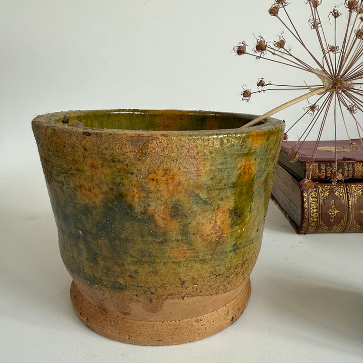 Stoneware ochre hand made plant pot low