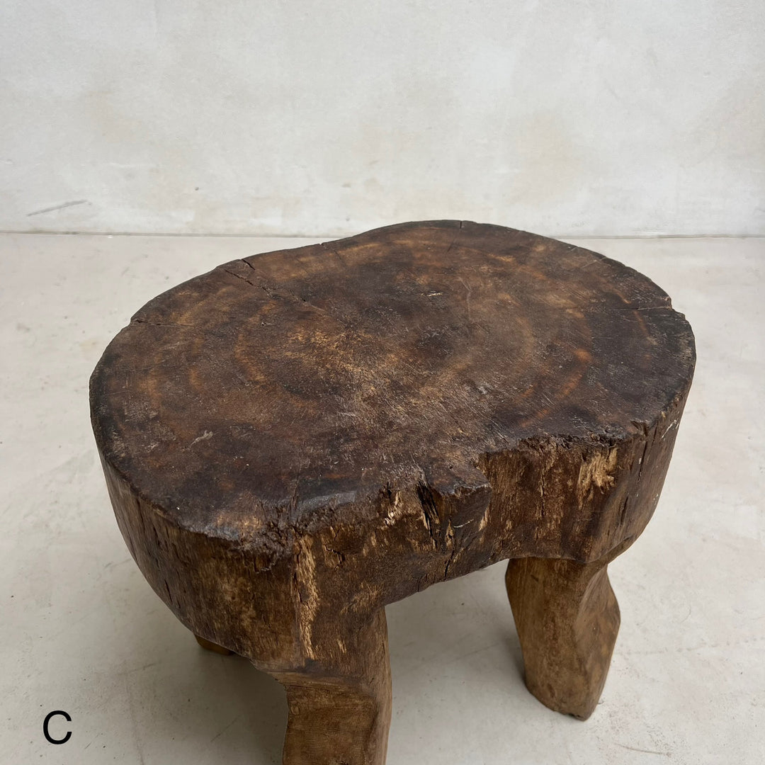 Antique Hand-carved Dark Wood Stools