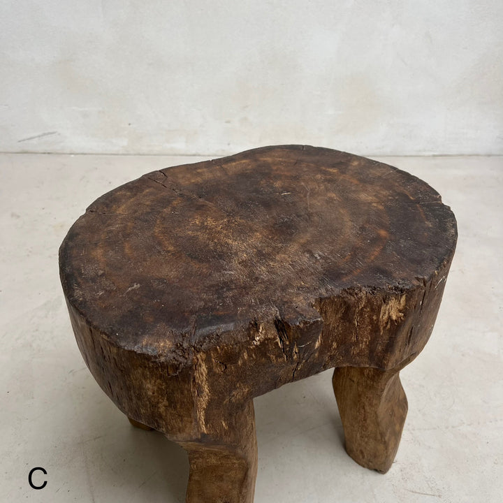 Antique Hand-carved Dark Wood Stools