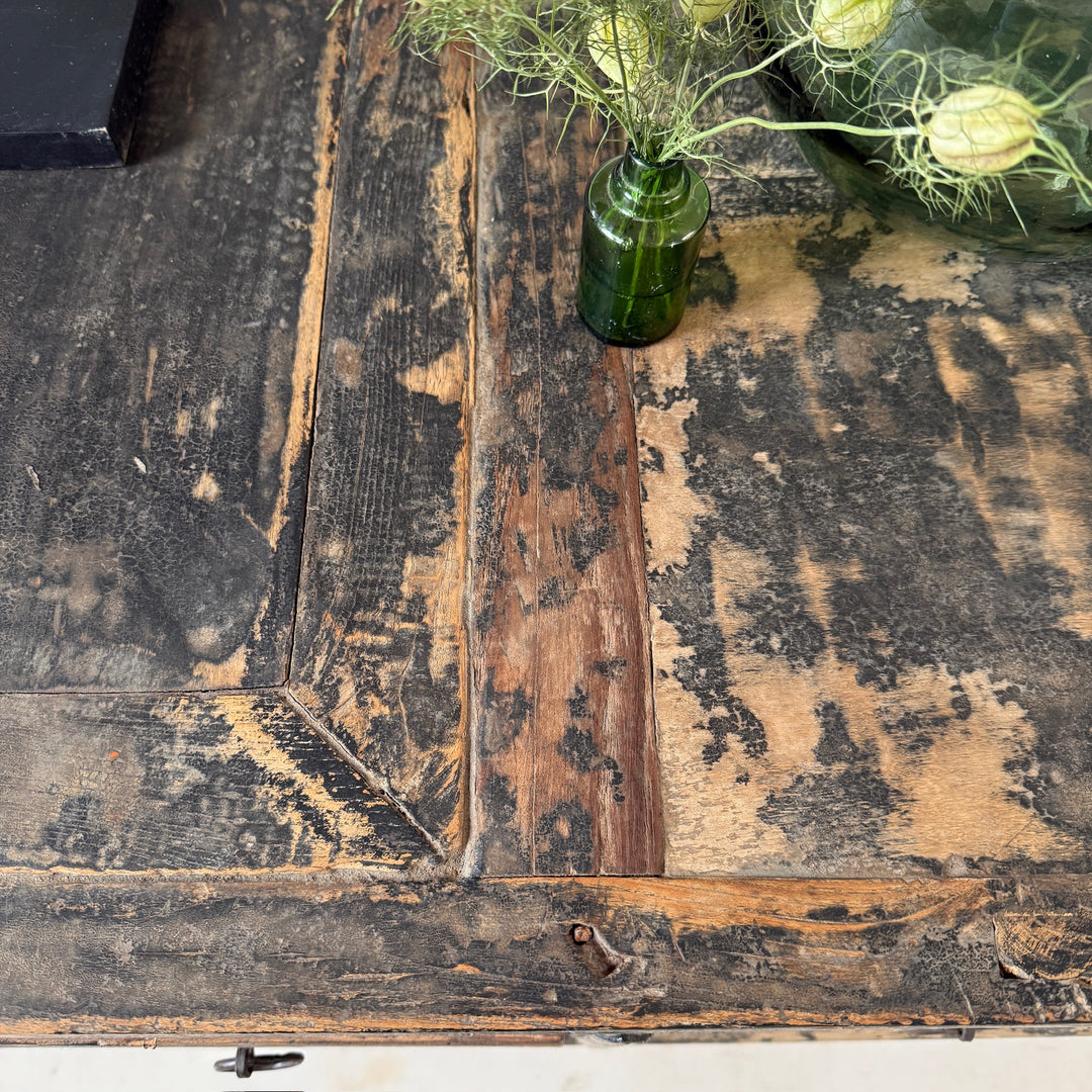Antique black rustic shop counter with drawers | Ashley