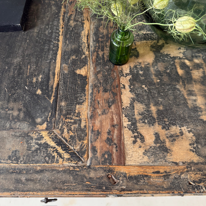 Antique black rustic shop counter with drawers | Ashley