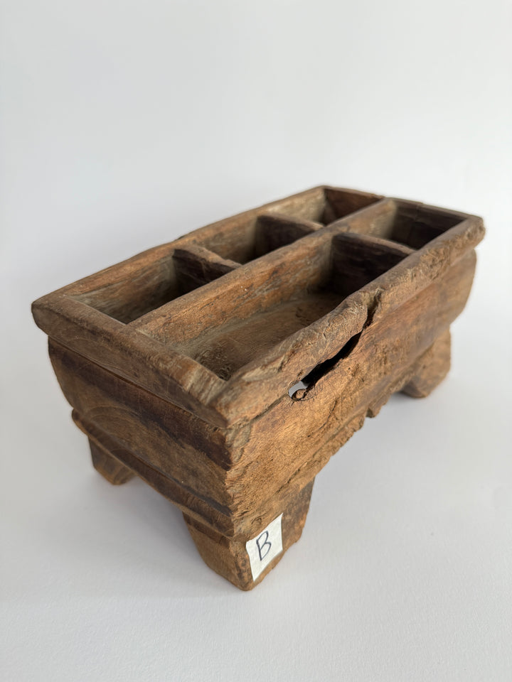 Rustic Antique Wooden Spice Tray