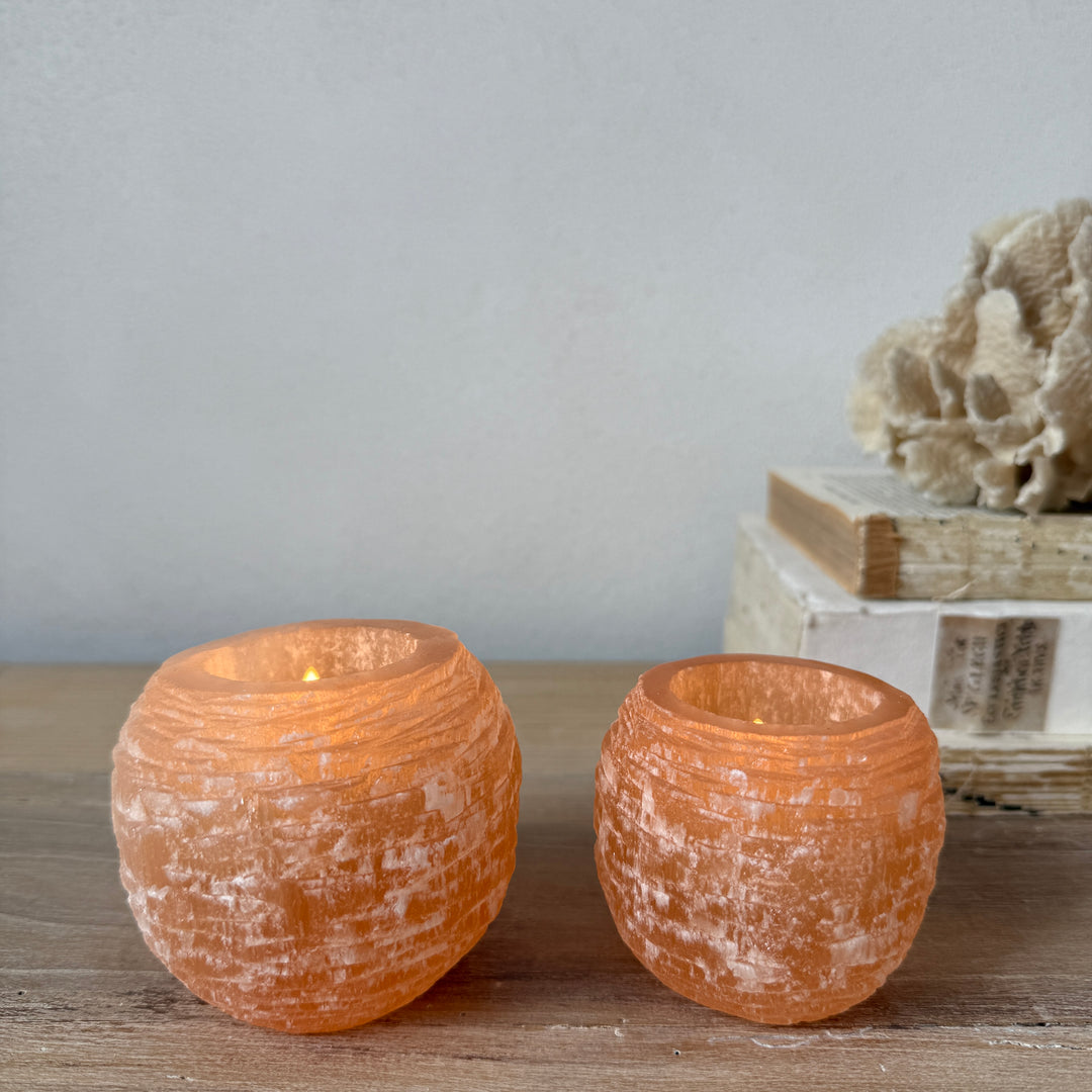 Rose Selenite Tealight Holder