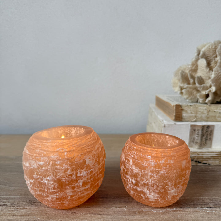 Rose Selenite Tealight Holder