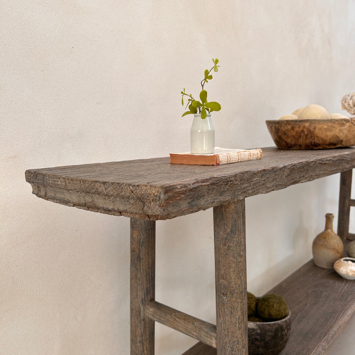 Antique rustic elm console table | Gus
