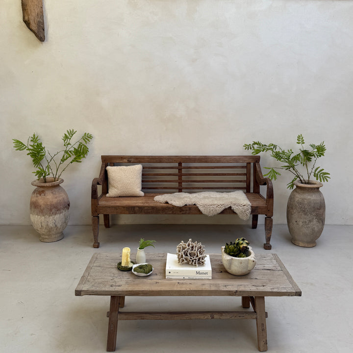 Large antique hand carved wooden bench | Rupert