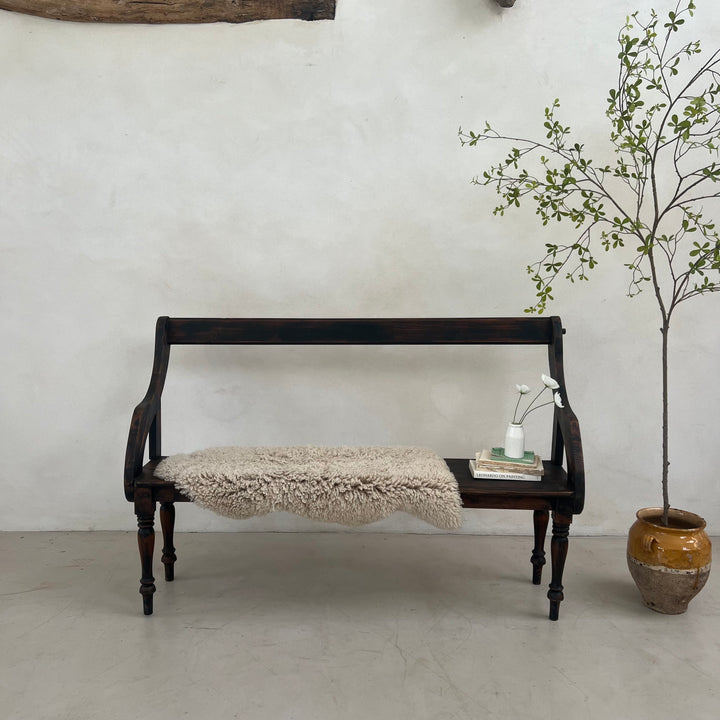 Vintage Dark Pine Church Bench | Ophelia