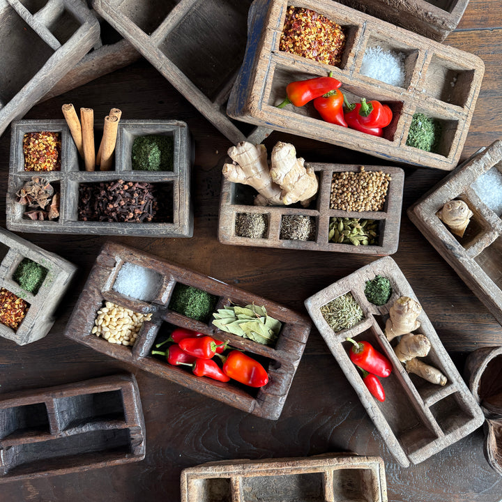 Rustic Antique Wooden Spice Tray