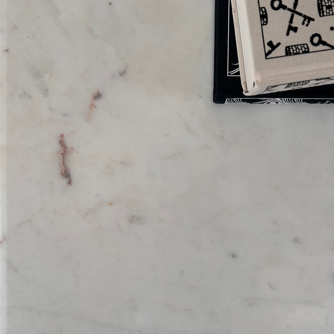 Vintage Polished Marble Top Square Side Table | Arundul