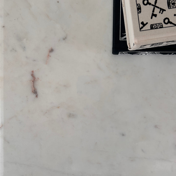 Vintage Polished Marble Top Square Side Table | Arundul