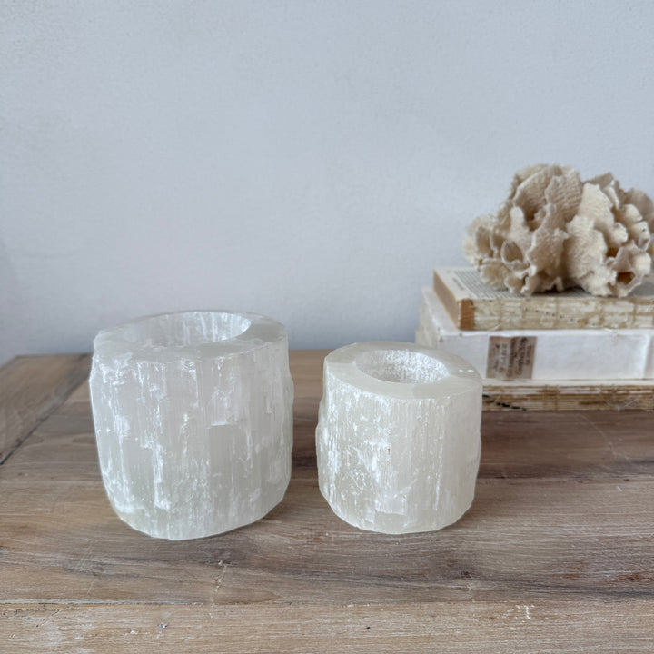 Ivory Selenite Tealight Holder