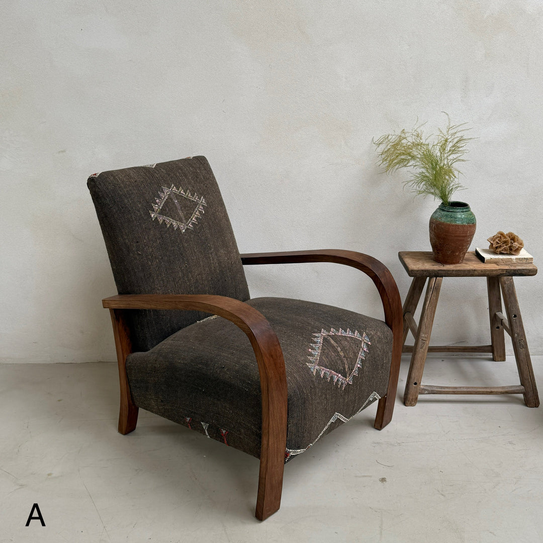 Antique Handwoven Kilim Armchair