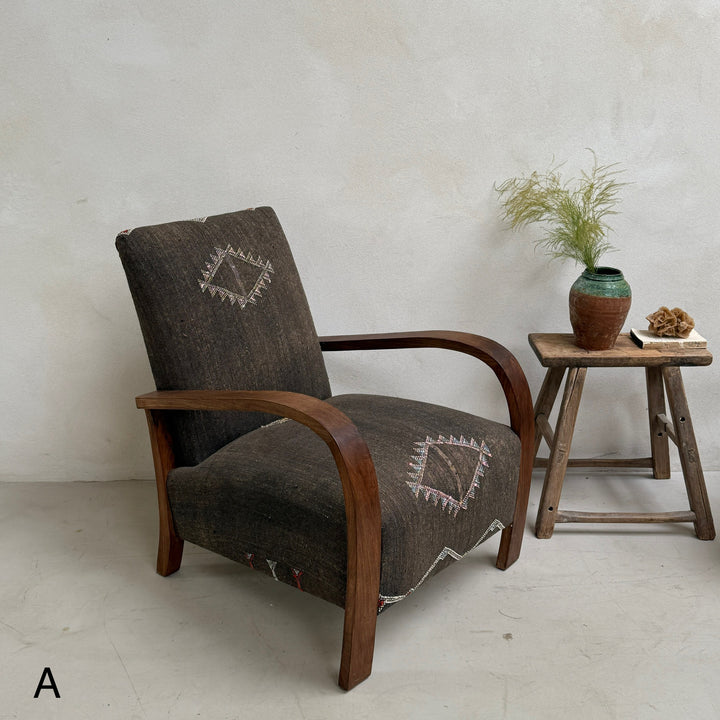 Antique Handwoven Kilim Armchair