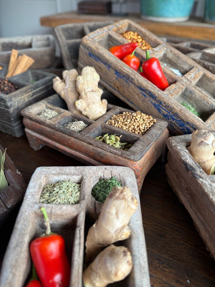 Rustic Antique Wooden Spice Tray