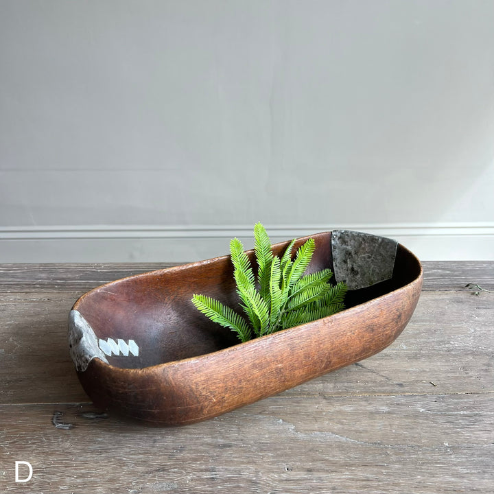 Vintage Rwandan Tutsi Hand Carved Hardwood Scoop Bowl
