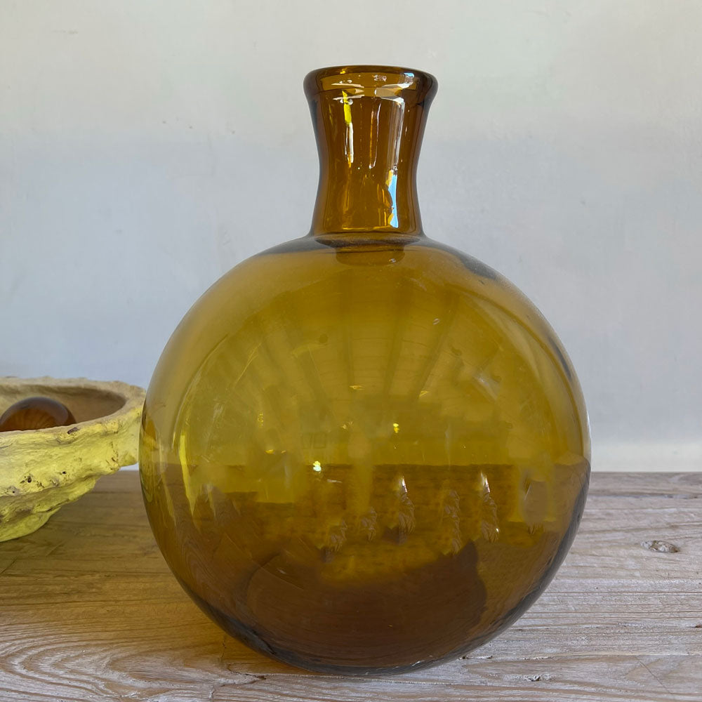 Large amber glass vase