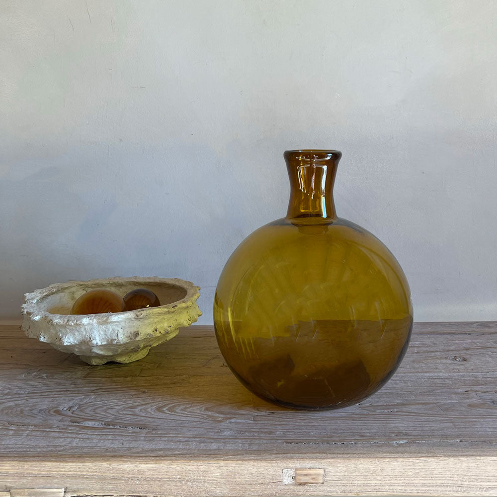 Large amber glass vase