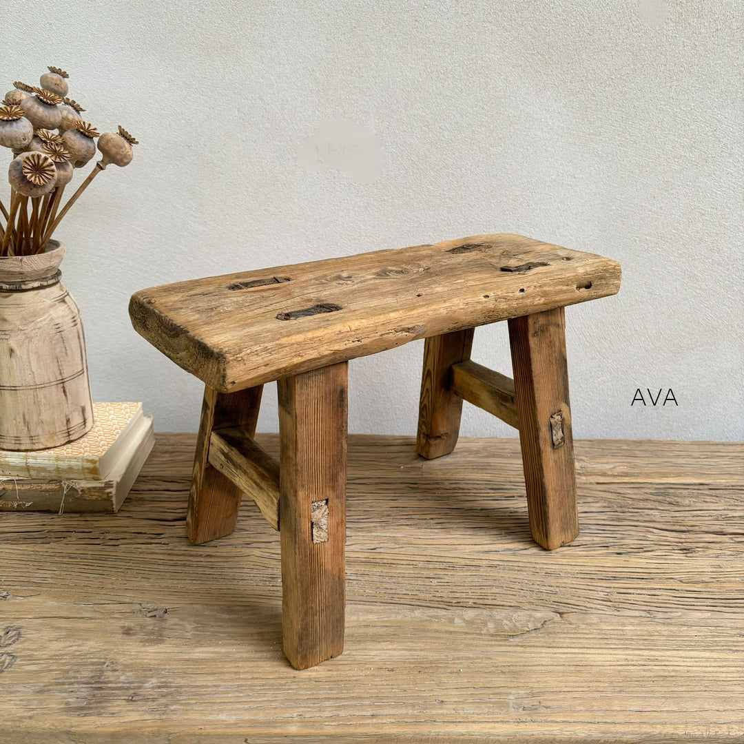 Antique rustic wood footstool (Select from photo)