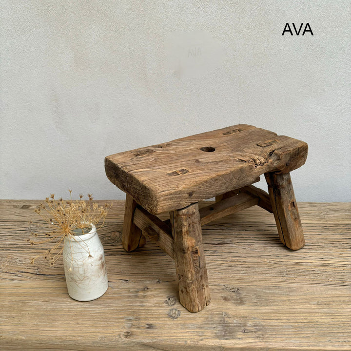 Antique rustic wood footstool (Select from photo)