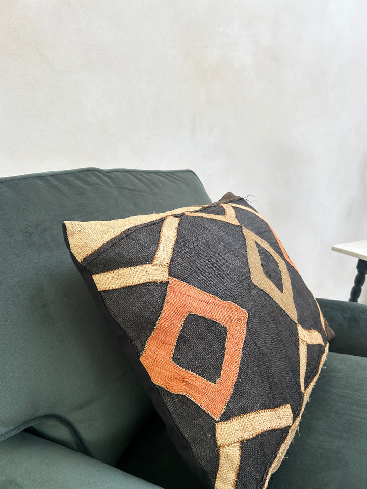 African Kuba Cloth Cushion | Nia Squares
