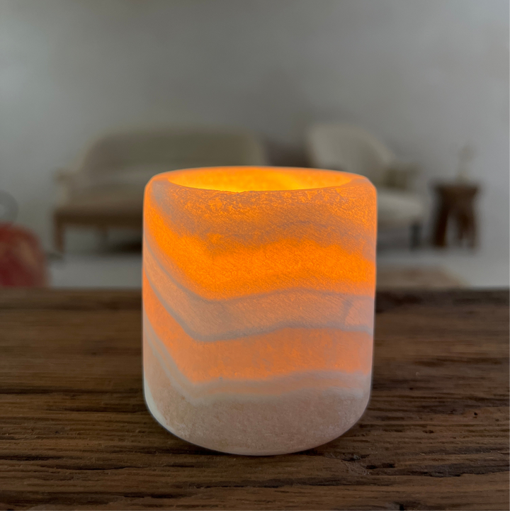 Alabaster marble candle holder