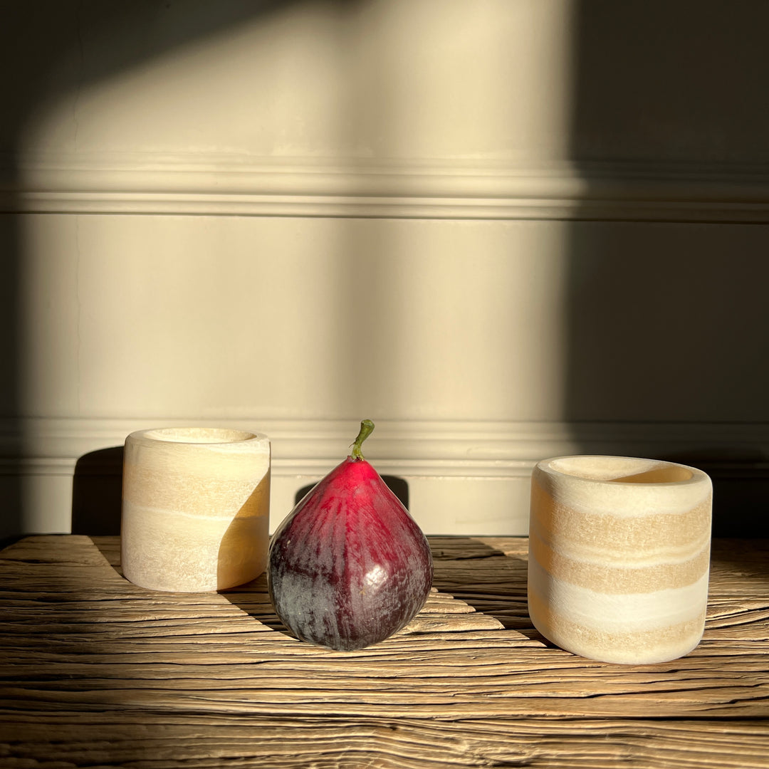 Alabaster marble candle holder