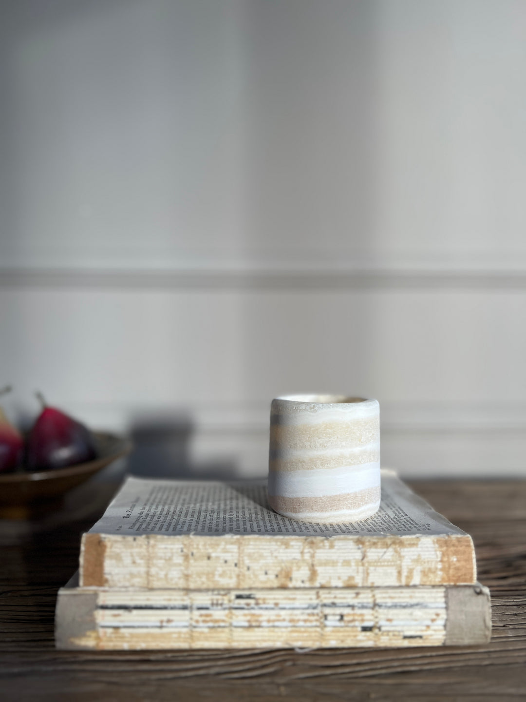 Alabaster marble candle holder