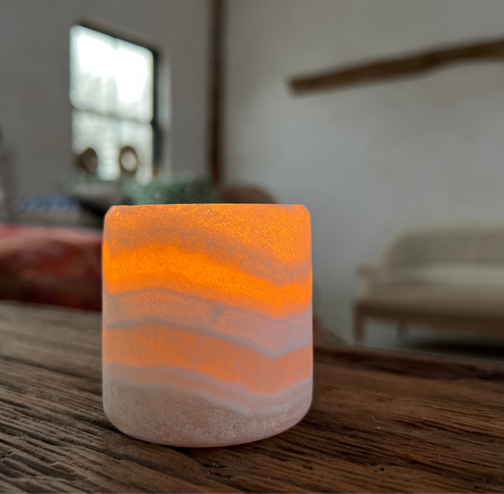 Alabaster marble candle holder