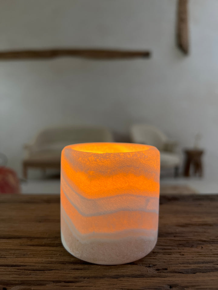 Alabaster marble candle holder