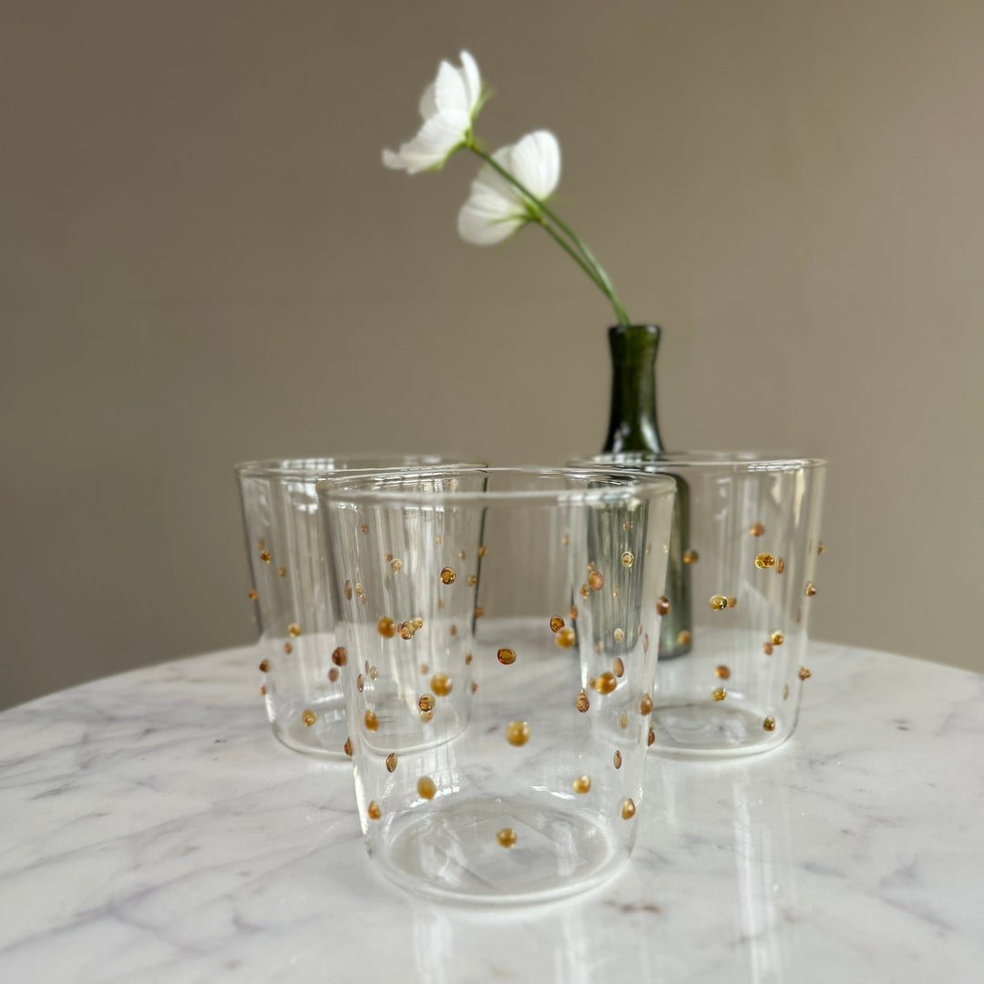 Amber Drinking Glass | Dots